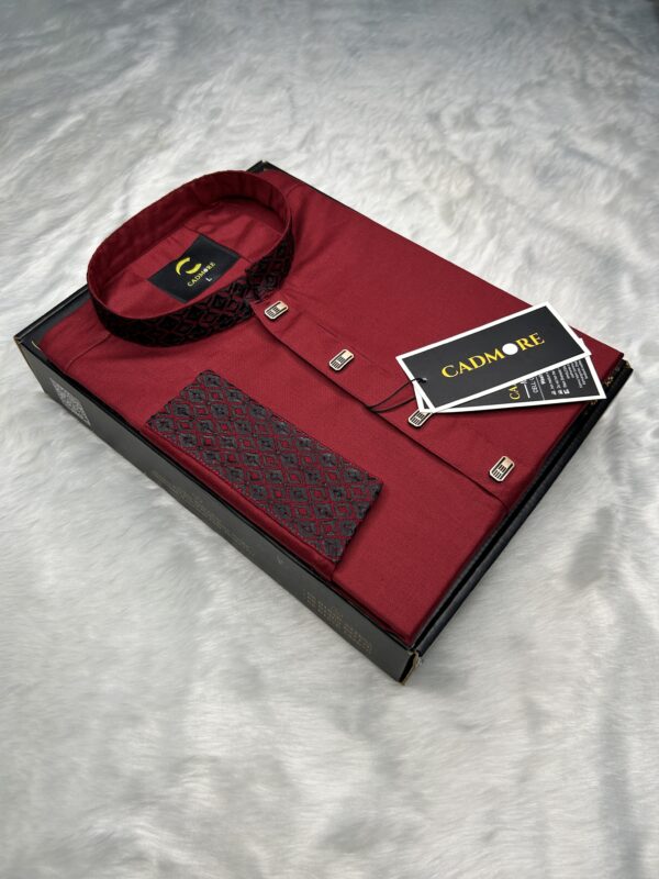 Black Embroidery Maroon Panjabi