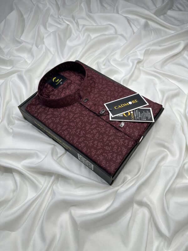 Leaf Print Maroon Panjabi
