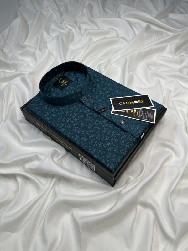 Leaf Print Teal Panjabi