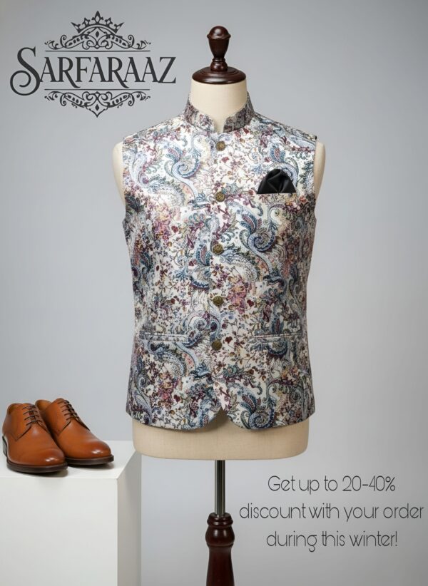 Vintage Floral Print Waistcoat